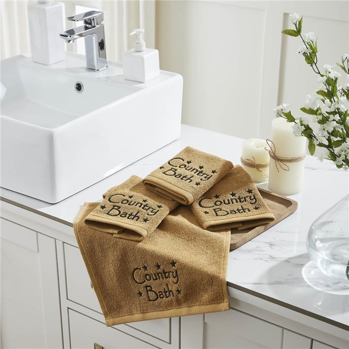 Black Country Bath Stars Tan Washcloth Set of 4 12x12 Thumbnail