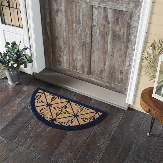 Charleston Mosaic Blue Coir Rug Half Circle 16.5x33 Thumbnail