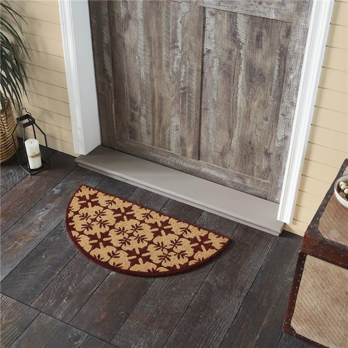Charleston Mosaic Burgundy Coir Rug Half Circle 16.5x33 Thumbnail