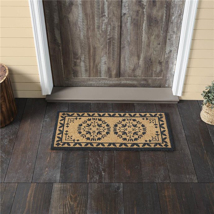 Charleston Mosaic Charcoal Coir Rug Rect 17x36 Thumbnail