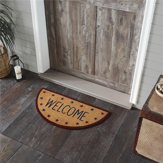 Patriotic Stars Welcome Coir Rug Half Circle 16.5x33 Thumbnail