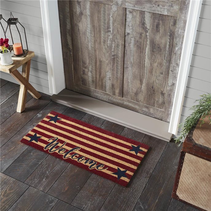 Patriotic Stripes Coir Welcome Rug Rect 17x36 Thumbnail