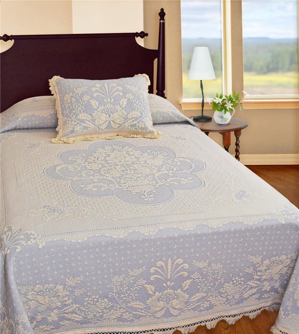 Abigail Style Queen Wedgewood Blue Bedspread Thumbnail