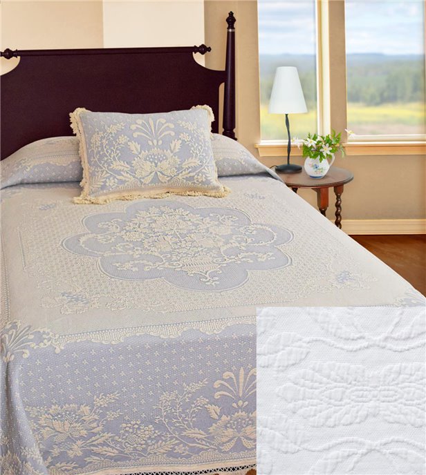Abigail Style Queen White Bedspread Thumbnail