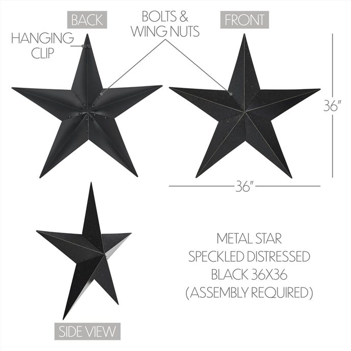 Metal Star Speckled Black Distressed 36x36 Thumbnail