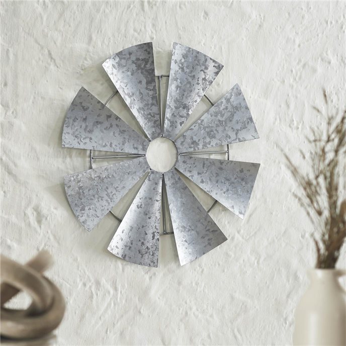 Galvanized Metal Windmill Blades Wall Hanging 16.75x16.75 Thumbnail