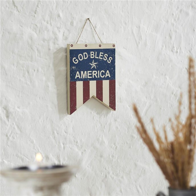 God Bless America Dovetail Flag MDF Wall Hanging 8x6 Thumbnail