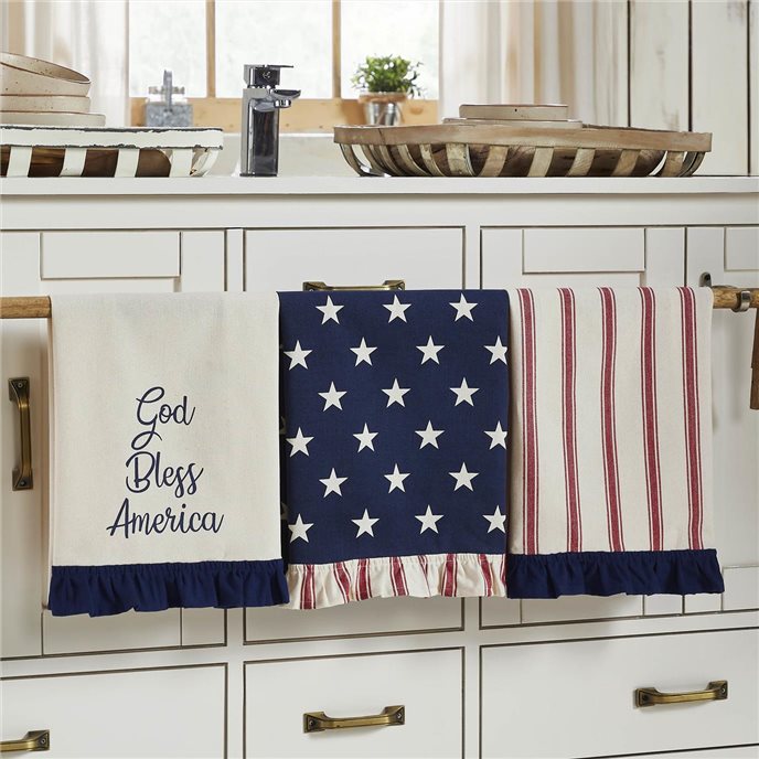 Hatteras Stars GBA Ruffled Tea Towel Set of 3 16x28 Thumbnail
