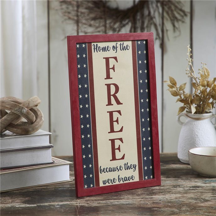 Home Of The Free Because They Were Brave MDF Wall Sign 16x10 Thumbnail