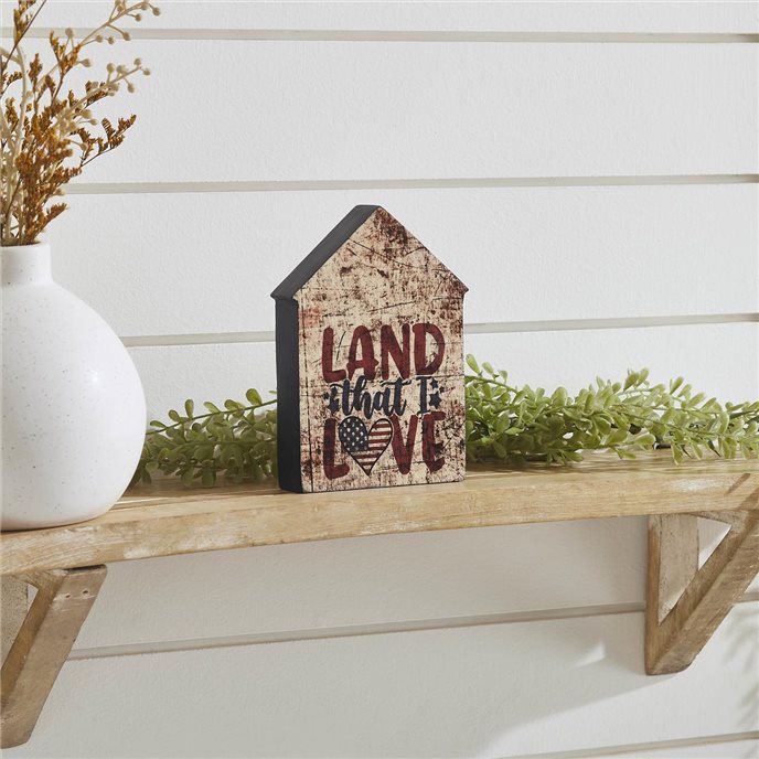 Land That I Love House Shaped Block Sign 6x4x1 Thumbnail