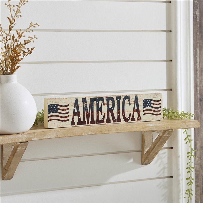 My Country AMERICA Two Flags MDF Wall Hanging 3x14x0.75 Thumbnail