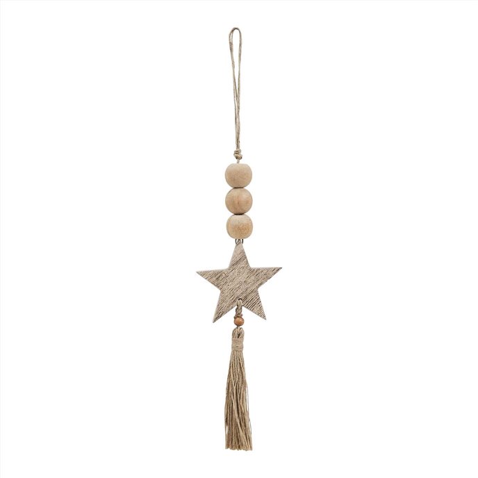 Natural Beads Star &amp; Tassel Ornament 10x3 Thumbnail