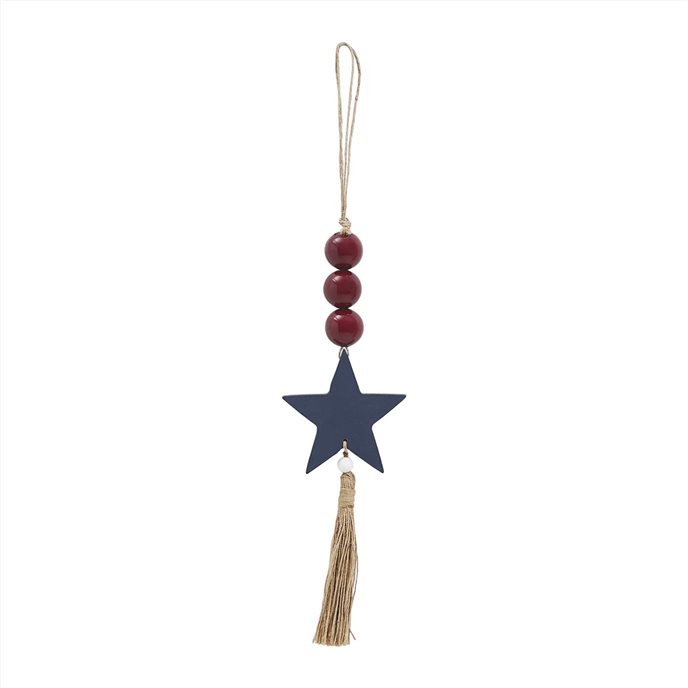 Red Beads Blue Star &amp; Tassel Ornament 10x3 Thumbnail