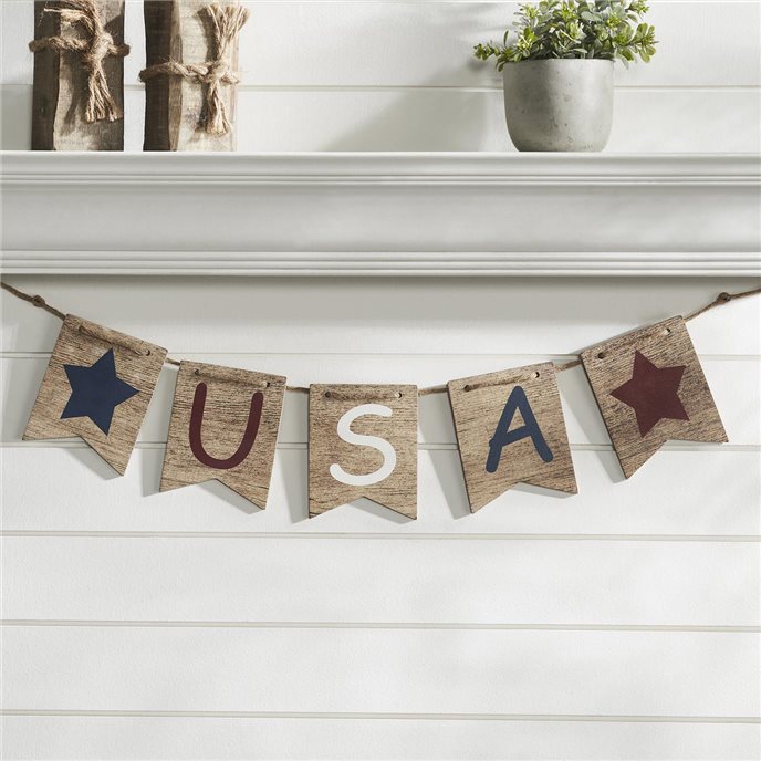 RWB USA And Stars MDF Banner w/ Twine 5x20 Thumbnail