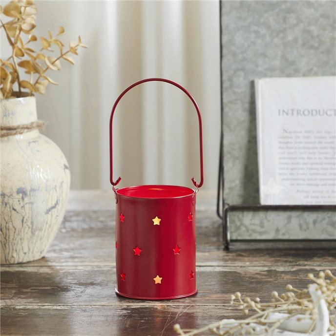 Starry Night Red Metal Candle Holder 3.75x3x3 Thumbnail