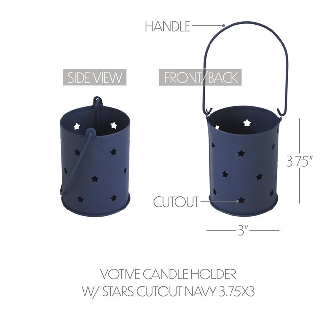 Starry Night Navy Metal Candle Holder 3.75x3x3 Thumbnail