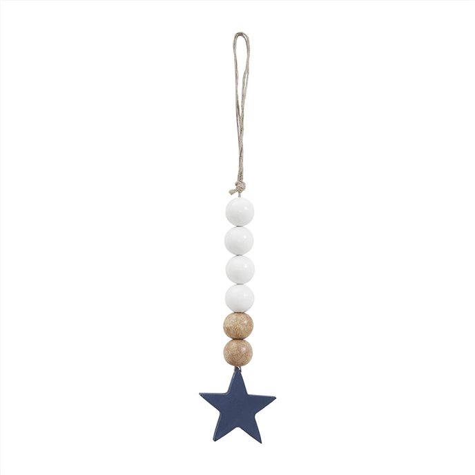 White &amp; Natural Beads Blue Star Ornament 6x2 Thumbnail