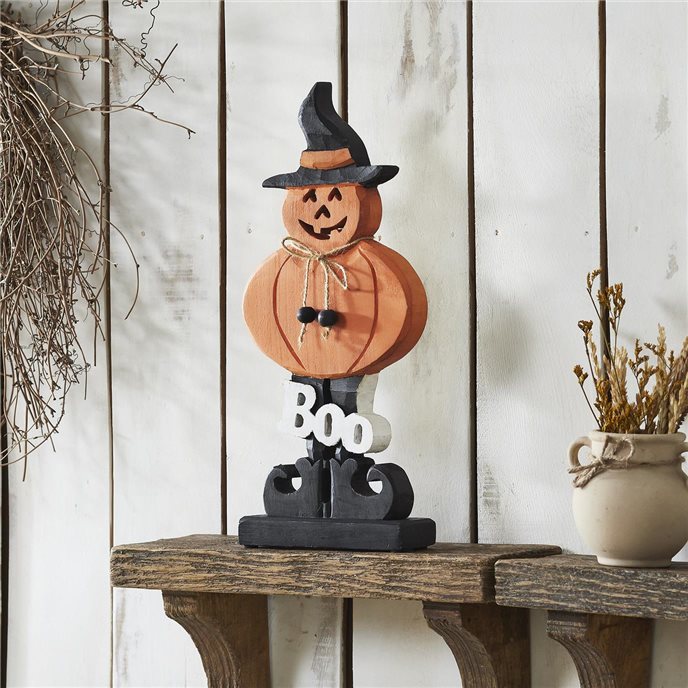 Boo Wooden Jack-O-Lantern 15.5x7.25x2 Thumbnail