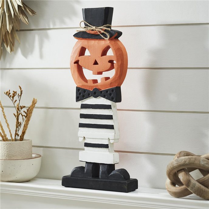 Fancy Wooden Jack-O-Lantern 17.5x7.5x2 Thumbnail
