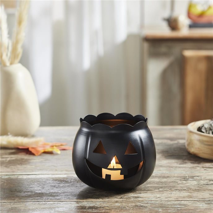 Jack-O-Lantern Candle Holder Black 4.25x5.25x5.25 Thumbnail