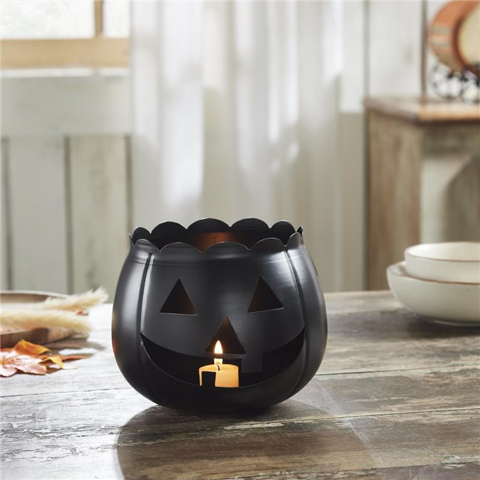 Jack-O-Lantern Candle Holder Black 6.25x7.5x7.5 Thumbnail