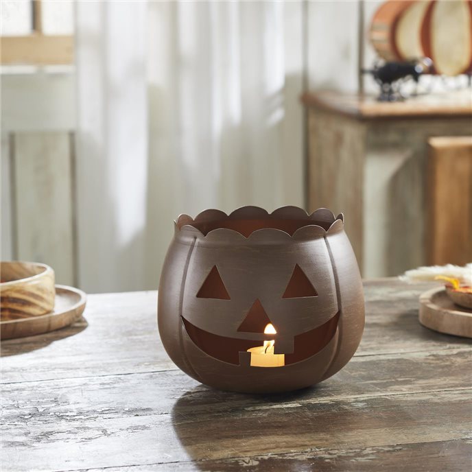 Jack-O-Lantern Candle Holder Bronze 6.25x7.5x7.5 Thumbnail
