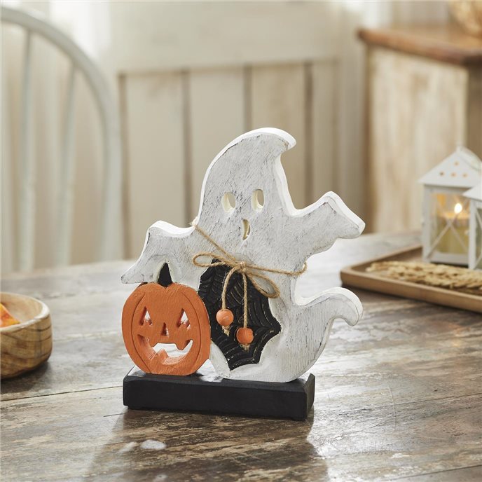 Spooky Jack-O-Lantern Wooden Ghost 9.25x8x2 Thumbnail