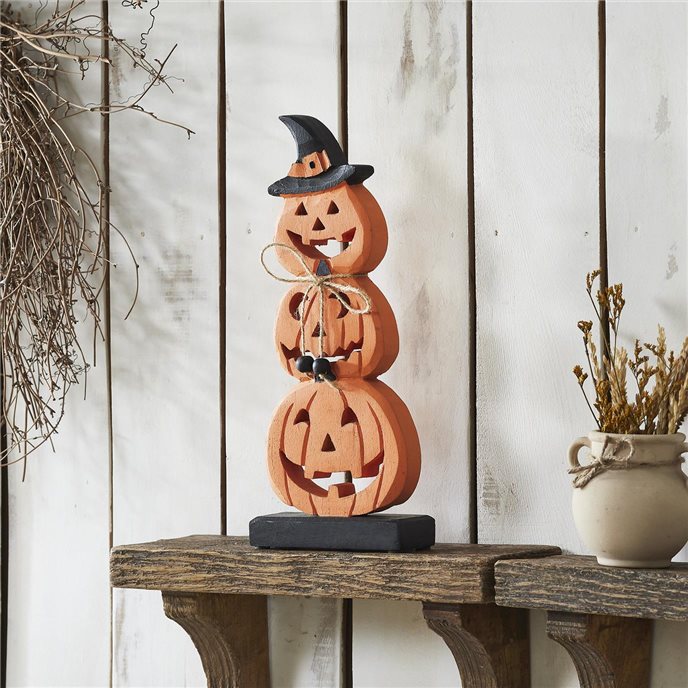 Stacked Wooden Jack-O-Lantern 14.25x6x2 Thumbnail