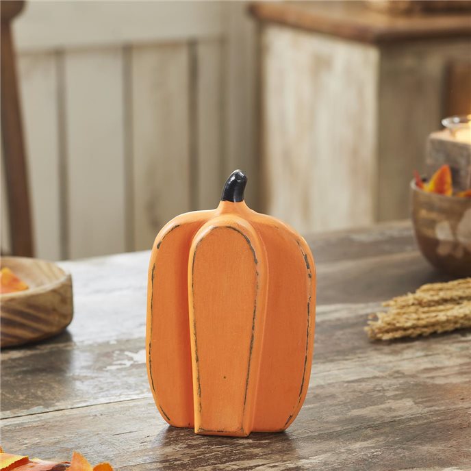Tall Orange Wooden Pumpkin 8x5x2 Thumbnail