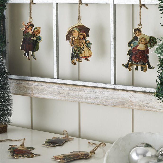 Children at Christmas Metal Ornaments Set of 6 - 4.25/4.5 inch Thumbnail
