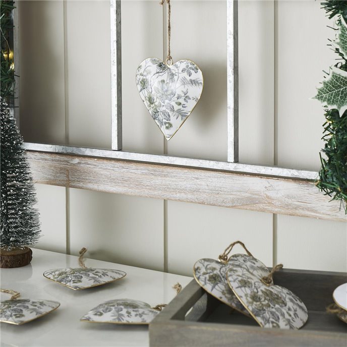 Cottage Neutral Floral Metal Ornament Set of 6 - 4 inch Thumbnail