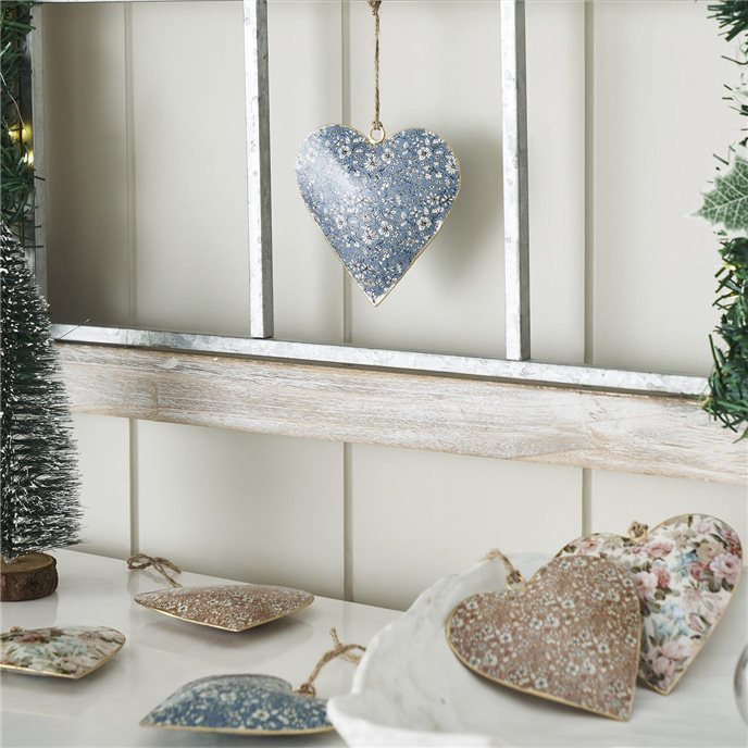 Cottagecore Mixed Floral Keepsake Ornaments Metal Set of 6 - 4 inch Thumbnail