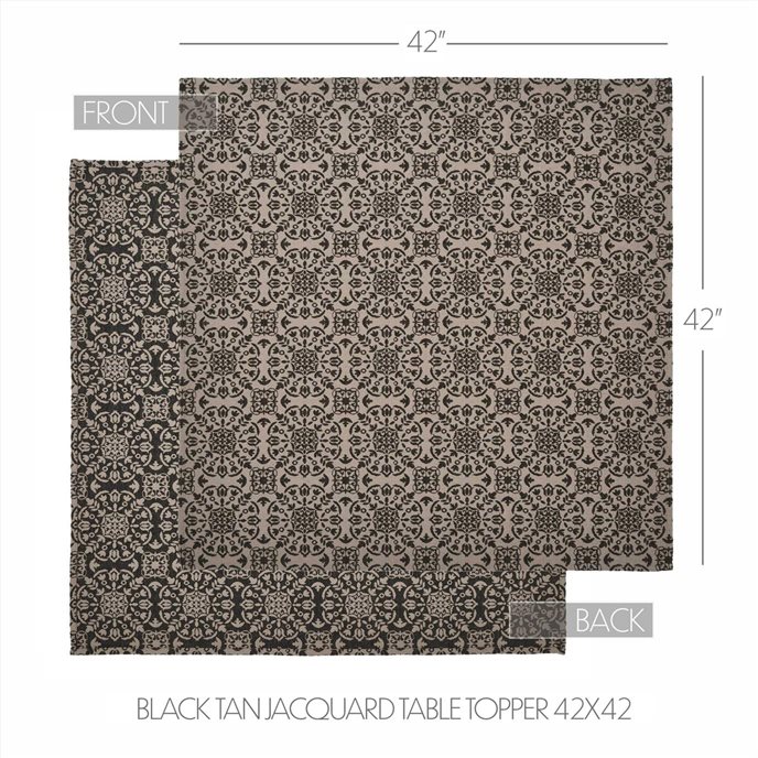 Custom House Black Tan Jacquard Table Topper 42x42 Thumbnail