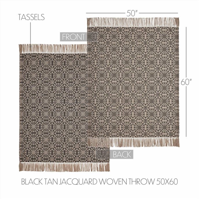 Custom House Black Tan Jacquard Woven Throw 50x60 Thumbnail