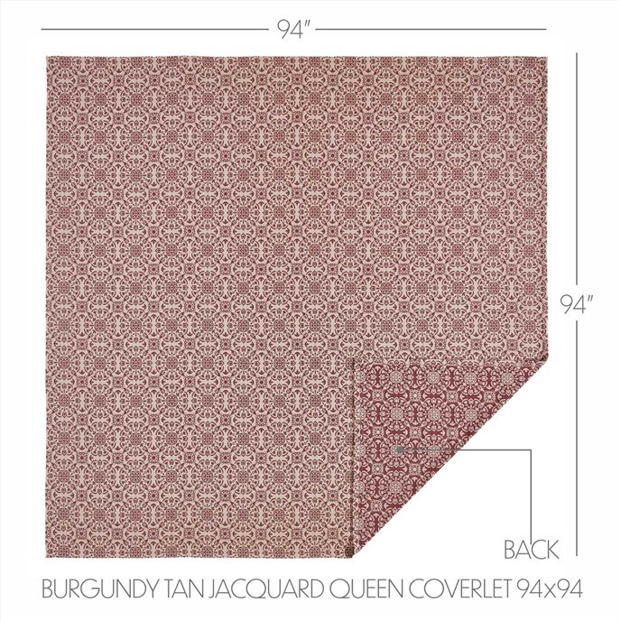 Custom House Burgundy Tan Jacquard Queen Coverlet 94Wx94L Thumbnail