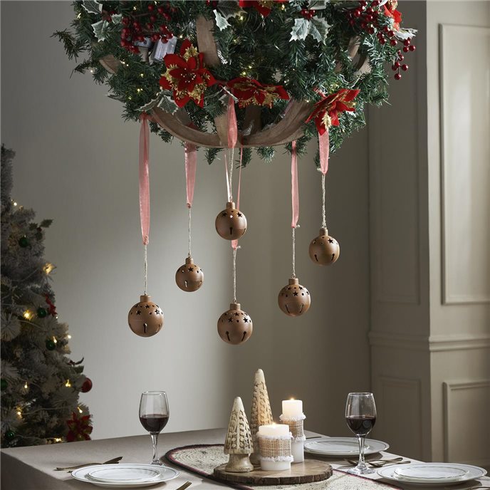 Rust Bell Metal Ornament Set of 6 - 2.5/3.25 inch Thumbnail