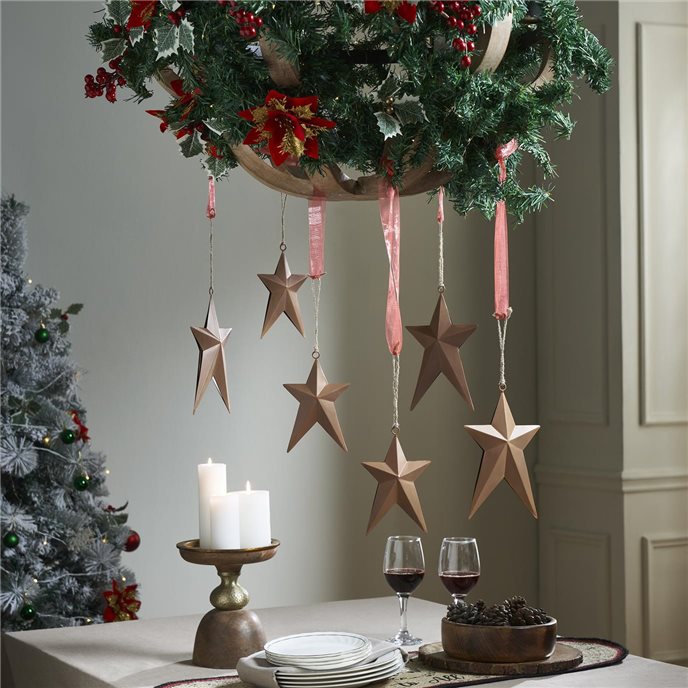 Rust Primitive Star Metal Ornament Set of 6 - 6.5/8.5 inch Thumbnail