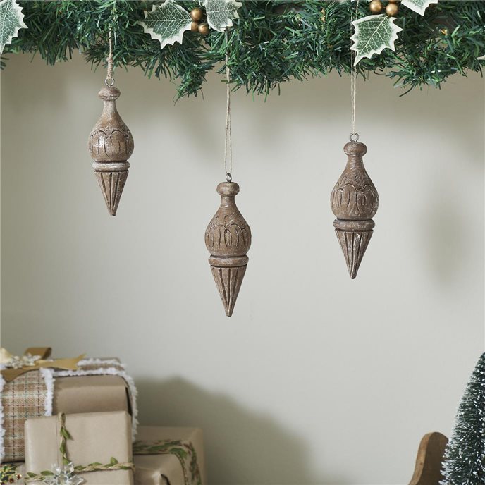 Cottage Finial Ornament Feathered Finish Set of 3 5.5x2x2 Thumbnail