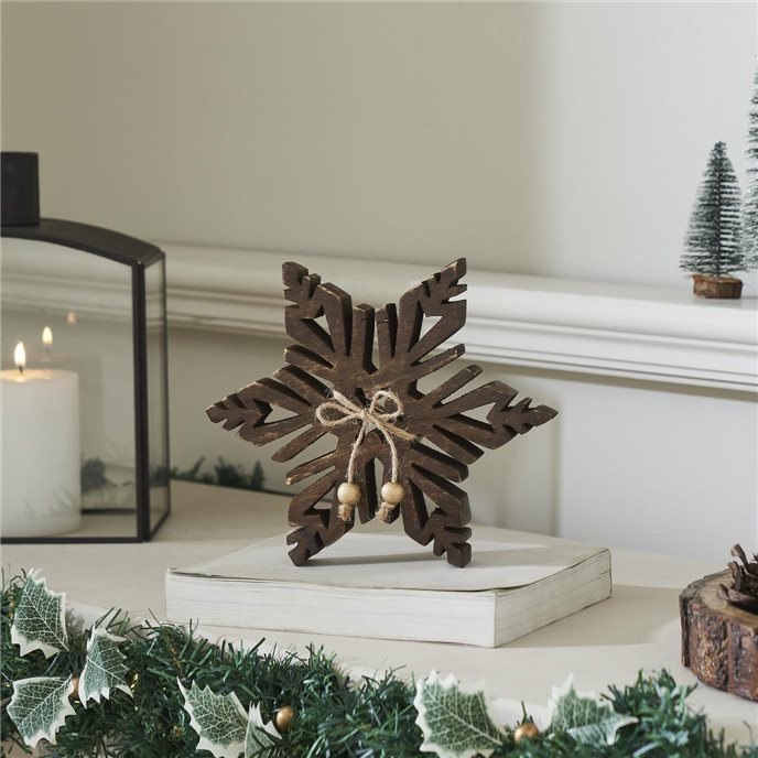 Dark Wooden Snowflake 7.75x7.75x1 Thumbnail