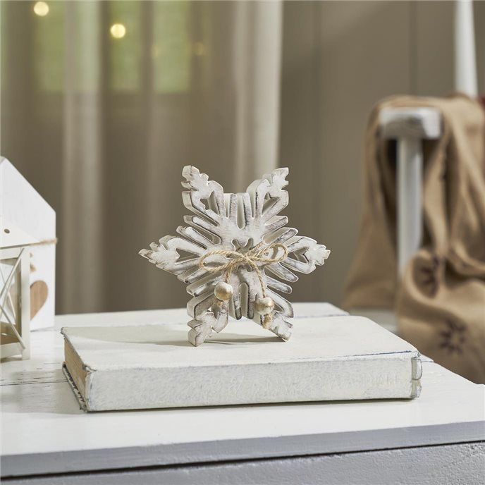Distressed White Wooden Snowflake 7.75x7.75x1 Thumbnail