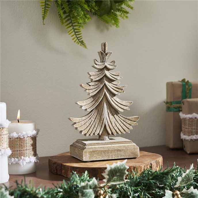 Feathered Finish Winter Pine Wooden Tree 9.75x6.25x3.5 Thumbnail