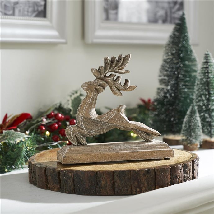Feathered Finish Wooden Reindeer 7x6.5x2 Thumbnail