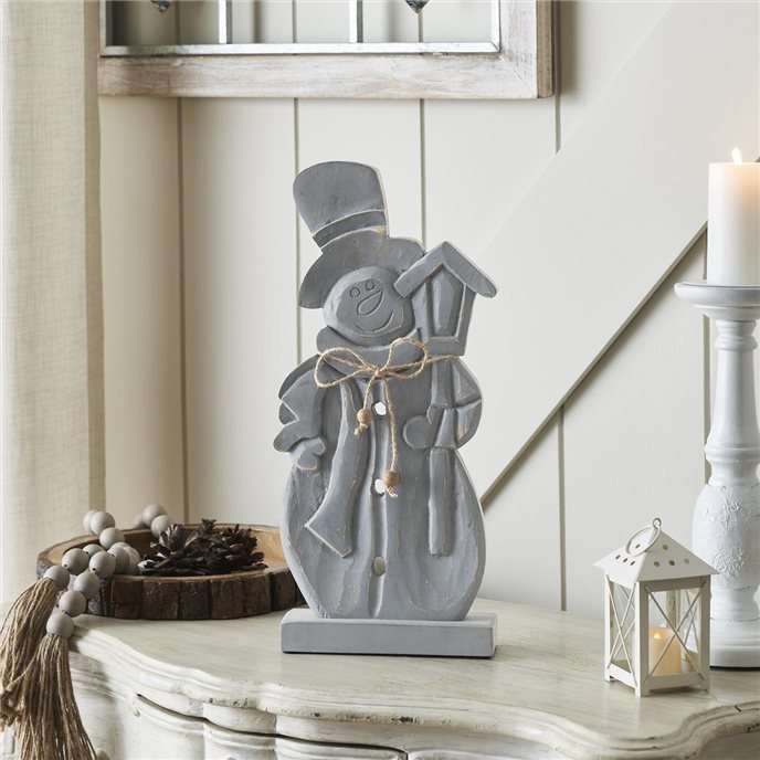 Festive Frosty Distressed Grey Wooden Snowman 16x7.5x2 Thumbnail