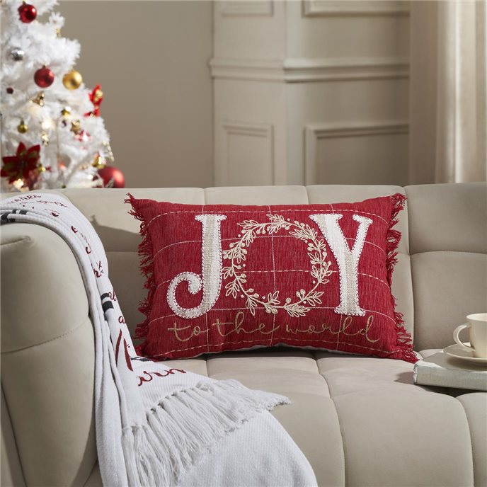 Joy to the World Fringed Pillow 14x20 Thumbnail