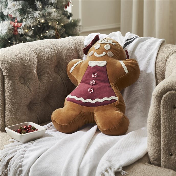 Mrs. Gingerbread Appliqued Pillow 18x12 Thumbnail