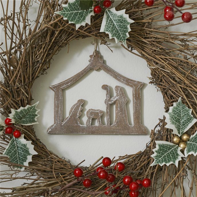 Nativity Ornament Feathered Finish - 5 inch Thumbnail