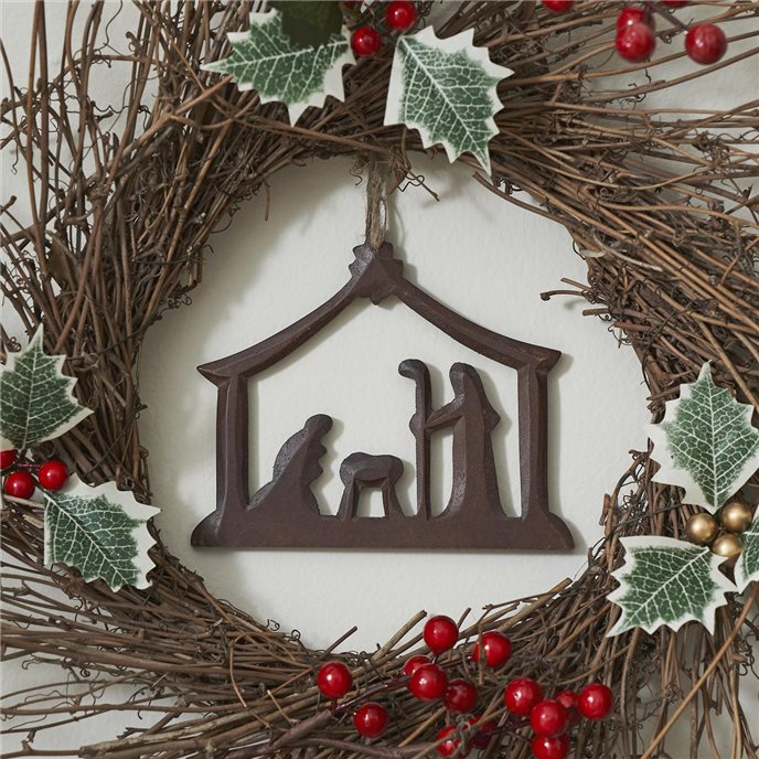 Nativity Scene Ornament Dark Finish - 5 inch Thumbnail