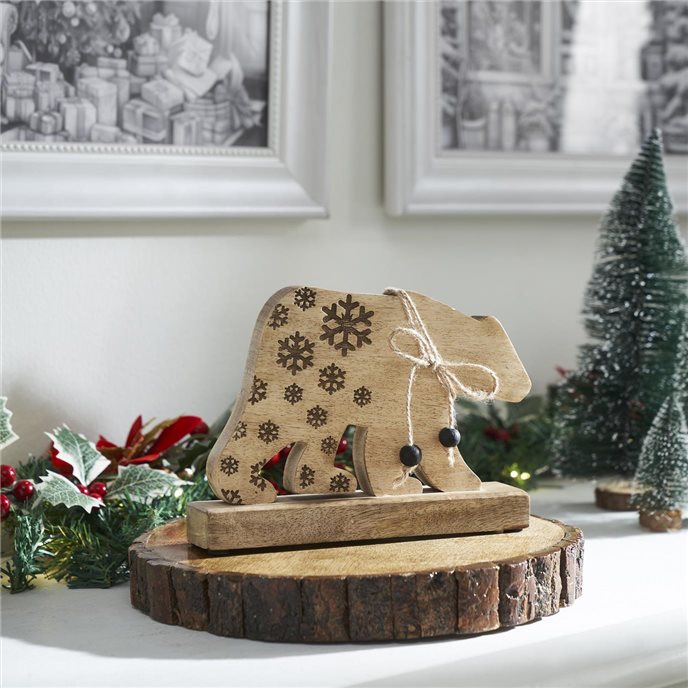 Natural Wooden Snowflake Bear 6x8.5x2 Thumbnail