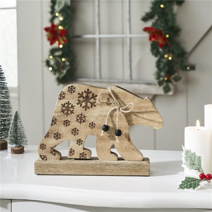 Natural Wooden Snowflake Bear 7x10x2 Thumbnail