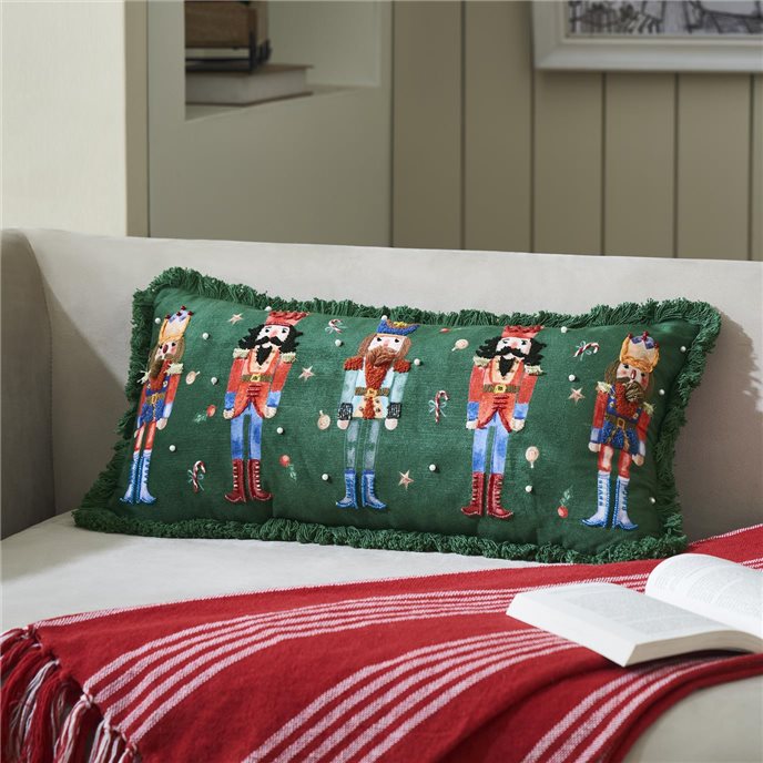 Nutcracker Green Fringed Pillow 12x24 Thumbnail